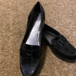 Etienne Aigner Black Flat Penny Loafers